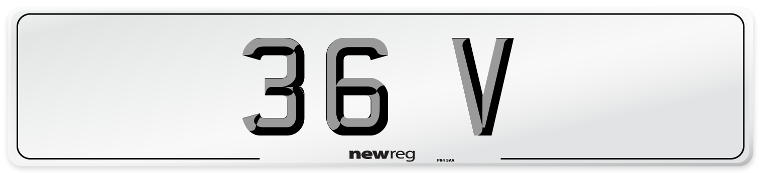 36 V Number Plate from New Reg
